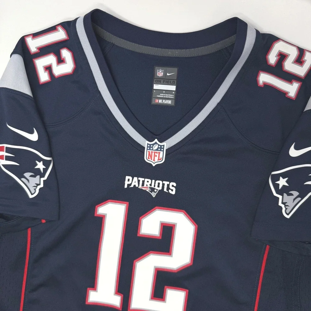 Nike New England Patriots Tom Brady 12 On Field Jersey Navy Blue Womens Large
